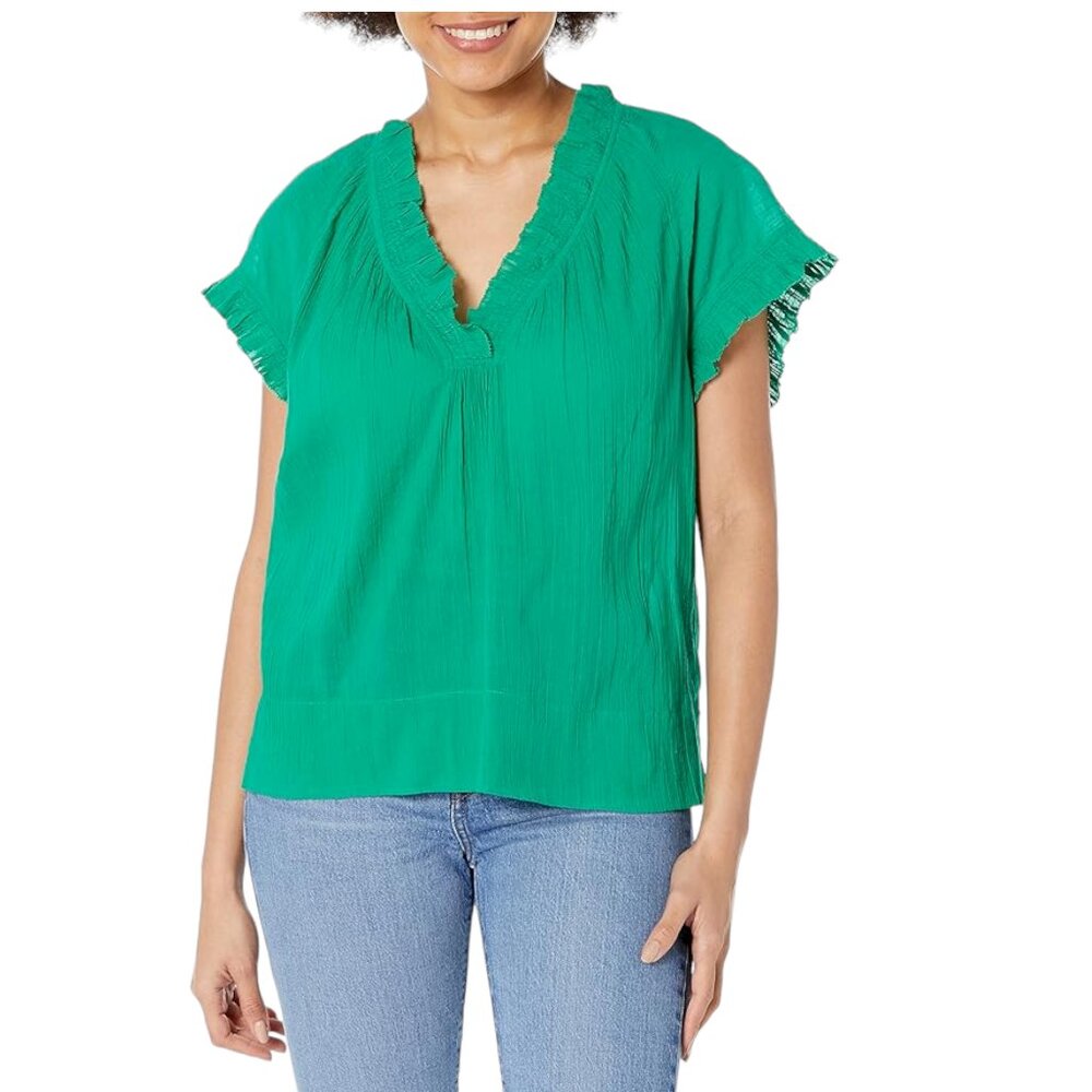 NWOT Joie Green Cotton Short Sleeved Top Size M